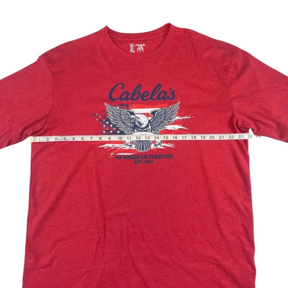 Cabelas Shirt Mens XL Red Patriotic Eagle Flag Graphic Tee Americana Outdoor Top - Picture 3 of 9